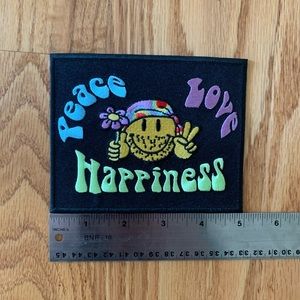 Peace Love and Happiness Embroidered Patch. 5” x 4” Brand new!